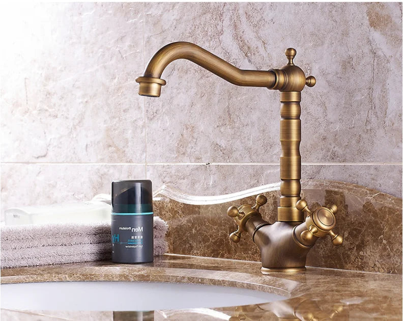 Classic Antique Brass Basin Mixer Short #20177 – TIC Bathrooms