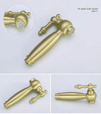 Brushed Gold Antique Bridge Kitchen Mixer with Pull Down Spray #202429