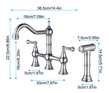 Chrome Antique Bridge Kitchen Mixer with Pull Down Spray #201890