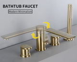 Brushed Gold Modern Bath Mixer with Hand Shower #201868