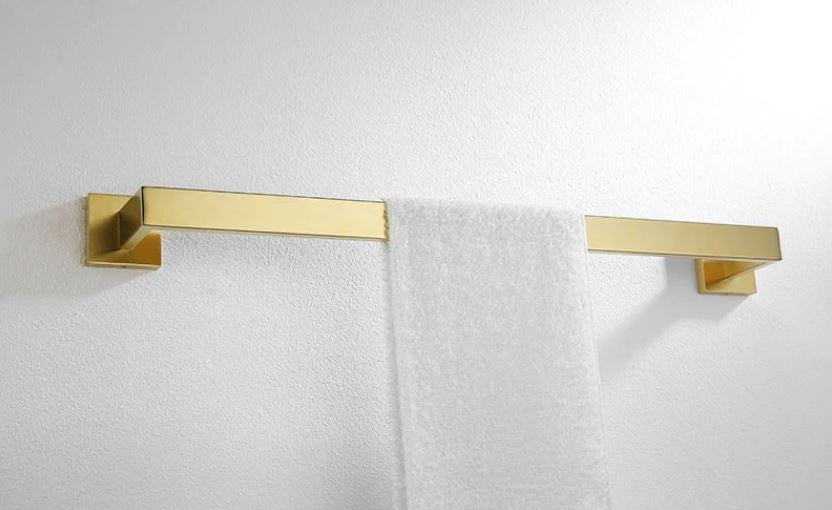Brushed Gold Angular Single Towel Rail 201846 TIC Bathrooms