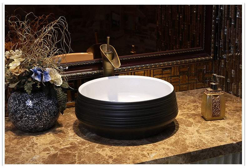 Handmade Round Black & White Basin #201765 – TIC Bathrooms