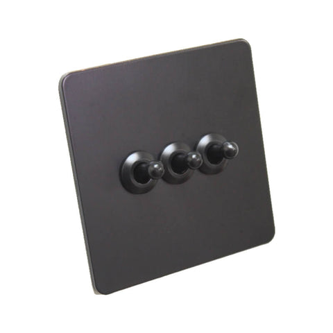 Antique Black 3 Gang Toggle Wall Switch