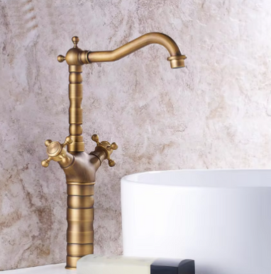 Classic Antique Brass Tall Basin Mixer  #201745