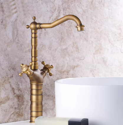 Classic Antique Brass Tall Basin Mixer  #201745