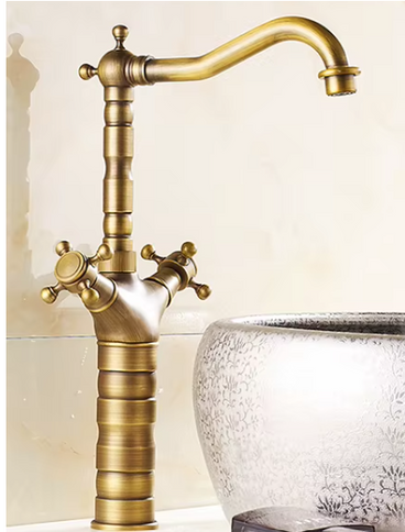 Classic Antique Brass Tall Basin Mixer  #201745