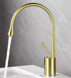 Brushed Gold Teardrop Short Basin Mixer #201827