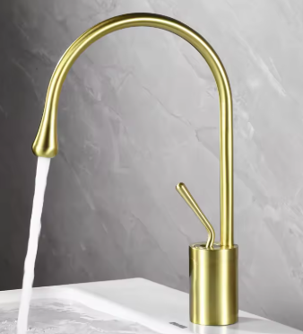 Brushed Gold Teardrop Short Basin Mixer #201827