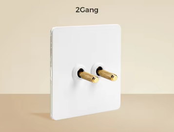 Carved White & Brass – Toggle Light Switch – 2 levers
