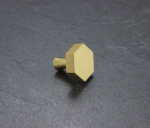 Hexagon Brushed Gold Knob Handle #202319