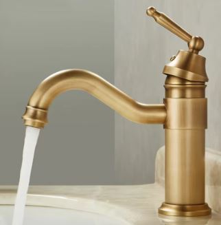 Antique Brass Short Basin Mixer #202656