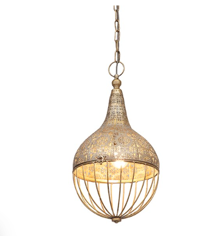 Moroccan Brass Rustic Pendant Light – Teardrop #2031