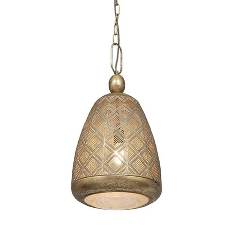 Moroccan Brass Rustic Pendant Light – Bell #2033