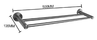 Gun Metal Grey Minimal Double Towel Rail #202416