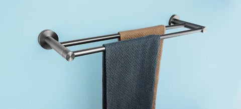 Gun Metal Grey Minimal Double Towel Rail #202416