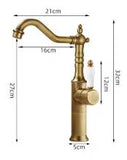 Polished Gold Mixer- Tall Basin Mixer with Ceramic Handle #202662