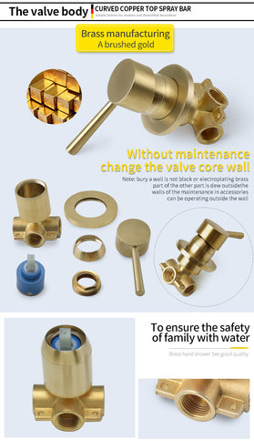 Brushed Gold Shower Mixer #202346