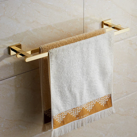 Shiny Gold Angular Bar Double Towel Rail #202362