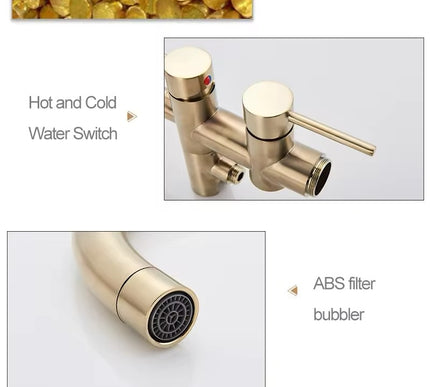 Brushed Gold Modern Freestanding Bath Mixer #1717