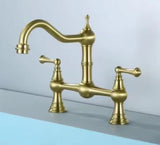 Brushed Gold Antique Bridge Kitchen Mixer #202649