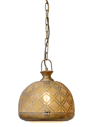 Moroccan Brass Rustic Pendant Light – Dome #2032