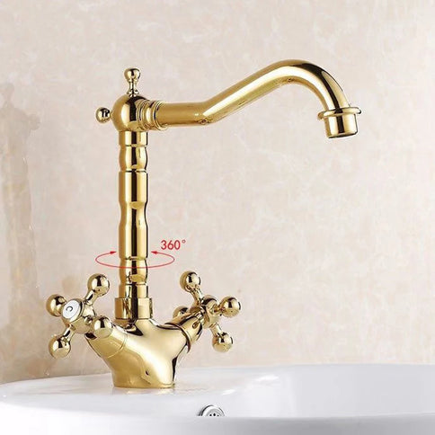 Classic Antique Polished Gold Basin Mixer #202360