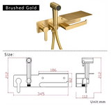 Brushed Gold Bidet with Toilet Roll Holder #202522