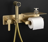 Brushed Gold Bidet with Toilet Roll Holder #202522