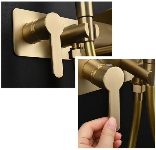 Brushed Gold Bidet with Toilet Roll Holder #202522