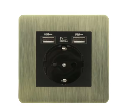 Brushed Brass USB and EU Socket