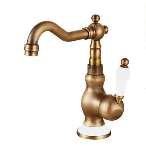 Antique Brass Basin Mixer Ceramic Handle #202432