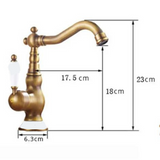 Antique Brass Basin Mixer Ceramic Handle #202432