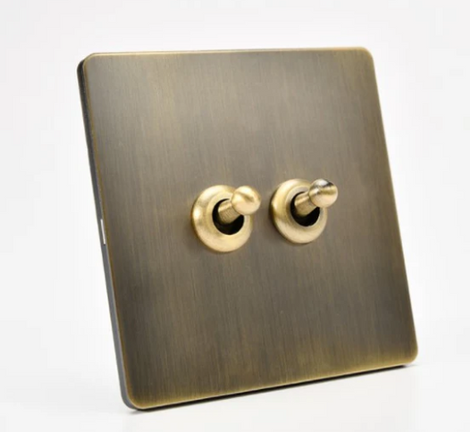 Brushed Brass Toggle Light Switch – 2 lever