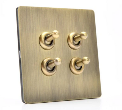 Brushed Brass Toggle Light Switch – 4 lever