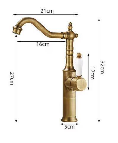Brass Tall Basin Mixer with Ceramic Handle #202442