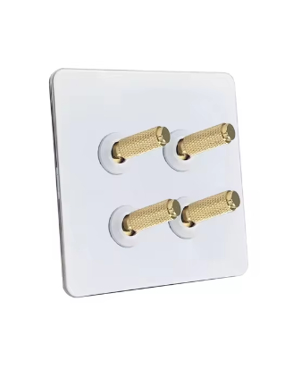 Carved White & Brass Toggle Light Switch 4 levers