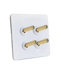 Carved White & Brass Toggle Light Switch 4 levers