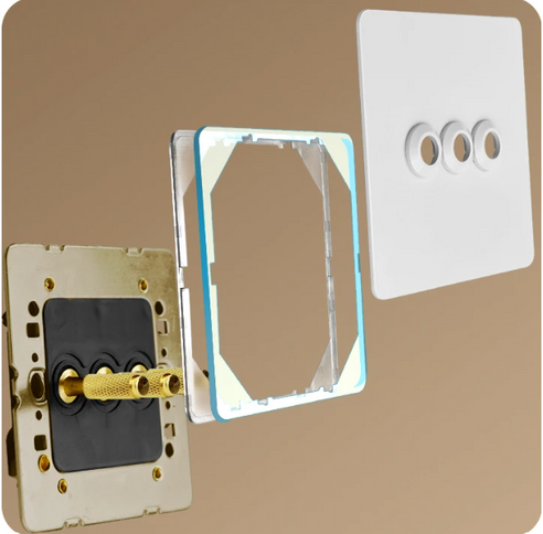 Carved White & Brass Toggle Light Switch – 3 levers
