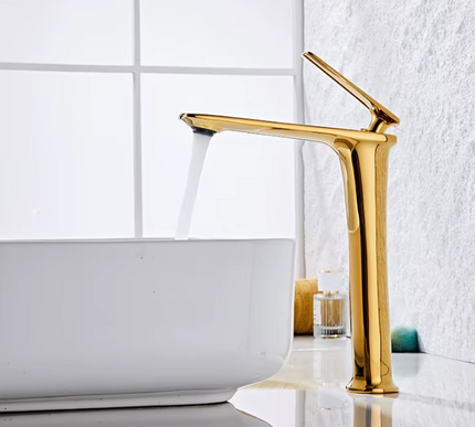 Gold Tall Modern Basin Mixer #202523