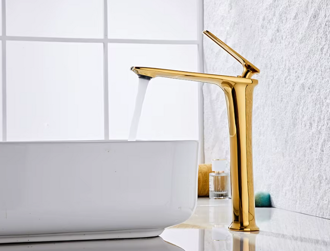Gold Tall Modern Basin Mixer #202523