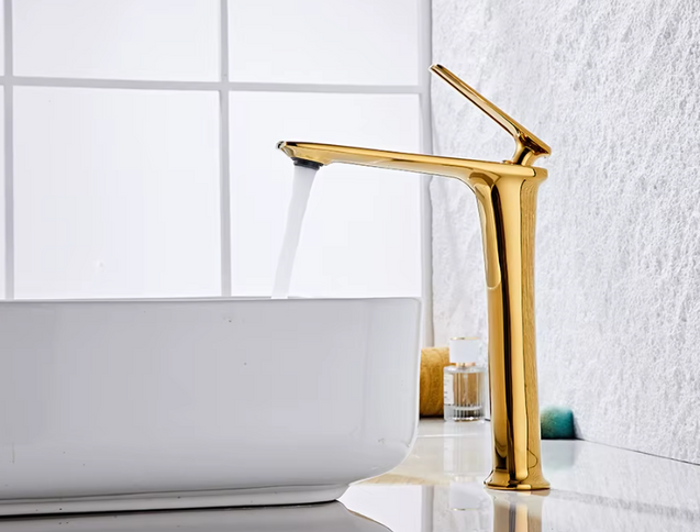 Gold Tall Modern Basin Mixer #202523