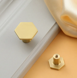 Brushed gold slim hexagon style handle #202336