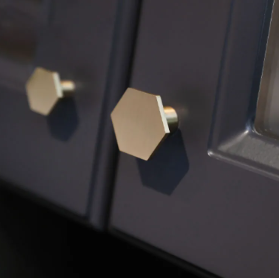 Brushed gold slim hexagon style handle #202336