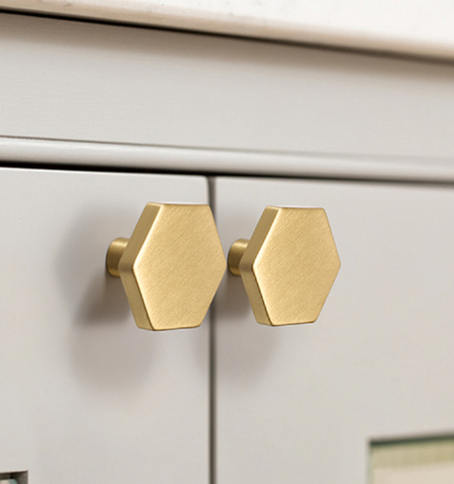 Brushed gold slim hexagon style handle #202336
