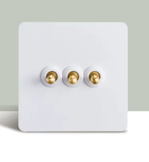 Classic White 3 Gang Brass Toggle Switch