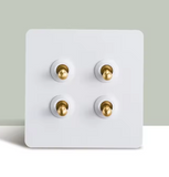 Classic White 4 Gang Brass Toggle Switch