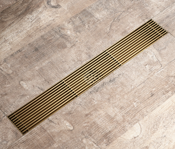 Dark Brushed Brass Linear Shower Trap 60cm #201877