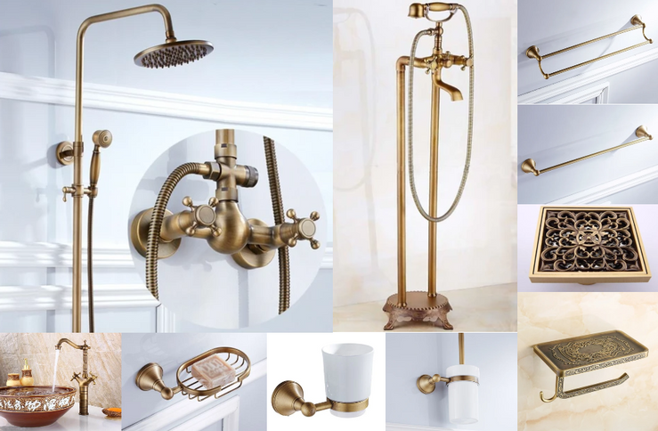 Brass Vintage Full Bathroom Set #201889