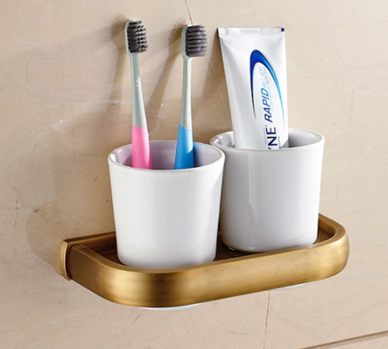 Brass Modern Double Toothbrush Holder #201937