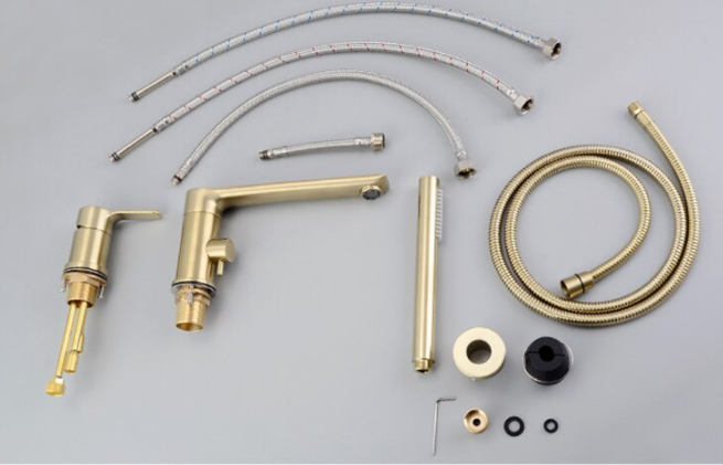 Brushed Gold Modern Bath Mixer with Hand Shower #201868
